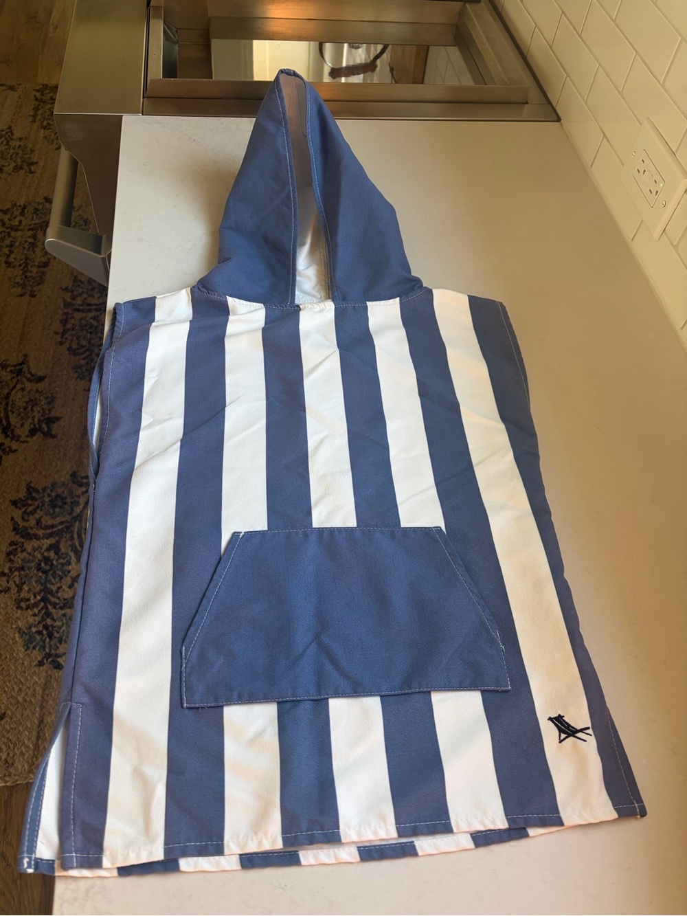 Dock & Bay Striped Blue & White Hooded Poncho